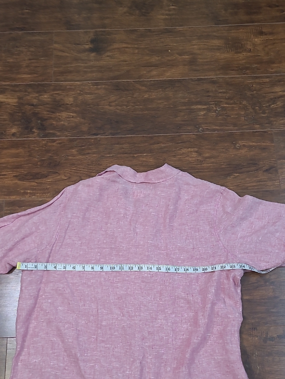 FLAX Men's Light Pink Linen Short-Sleeve Button-Down Shirt  Size M - Picture 6 of 7
